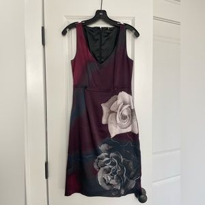 Elie Tahari burgundy and black silk dress